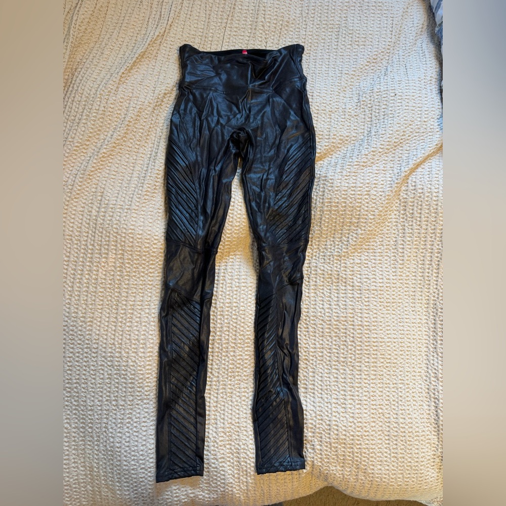 SPANX Shiny Moto Black Leggings